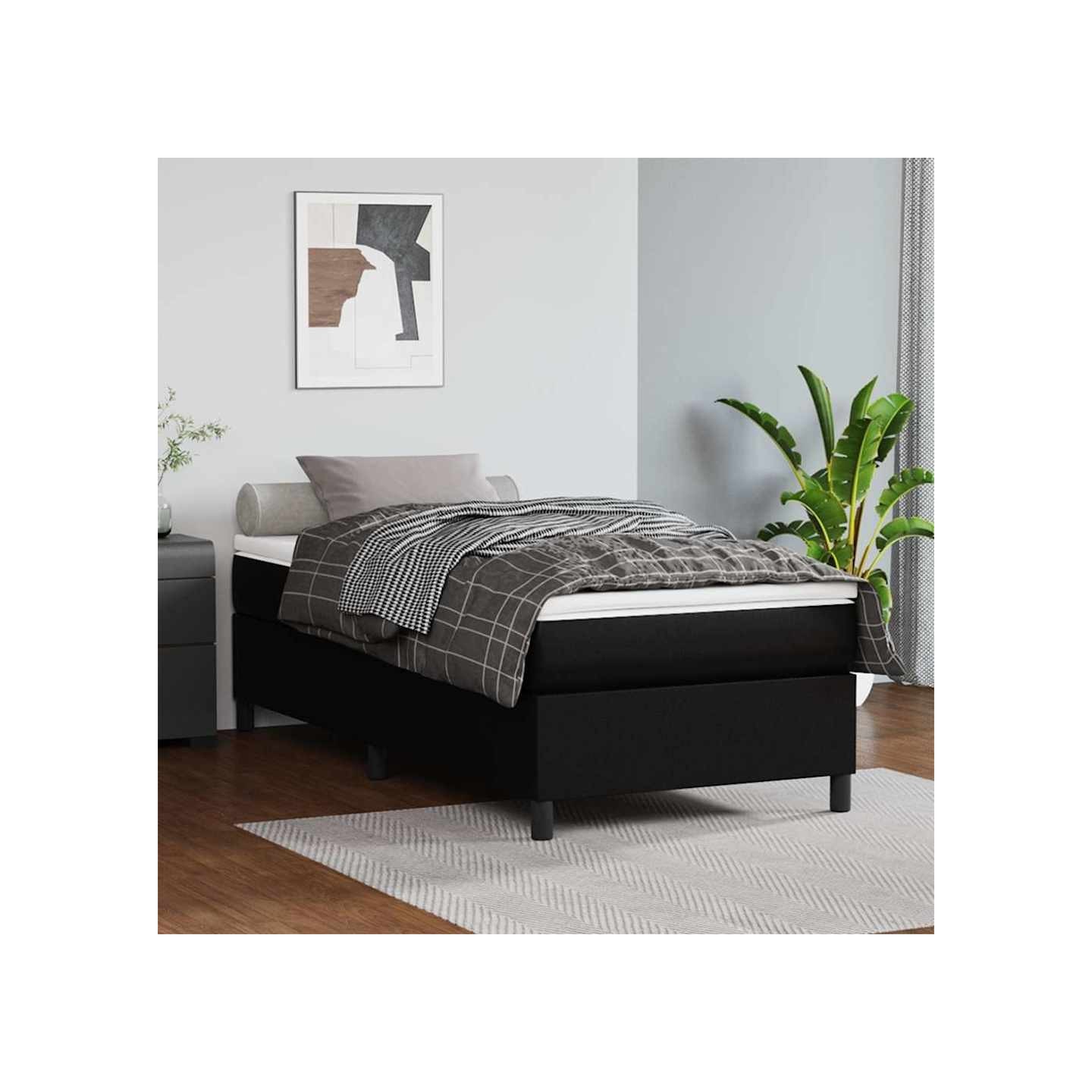 Cadre de lit à lattes noir 90x190 cm similicuir
