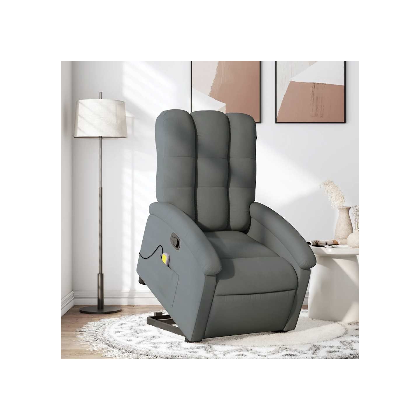 Fauteuil de massage inclinable Gris foncé Tissu