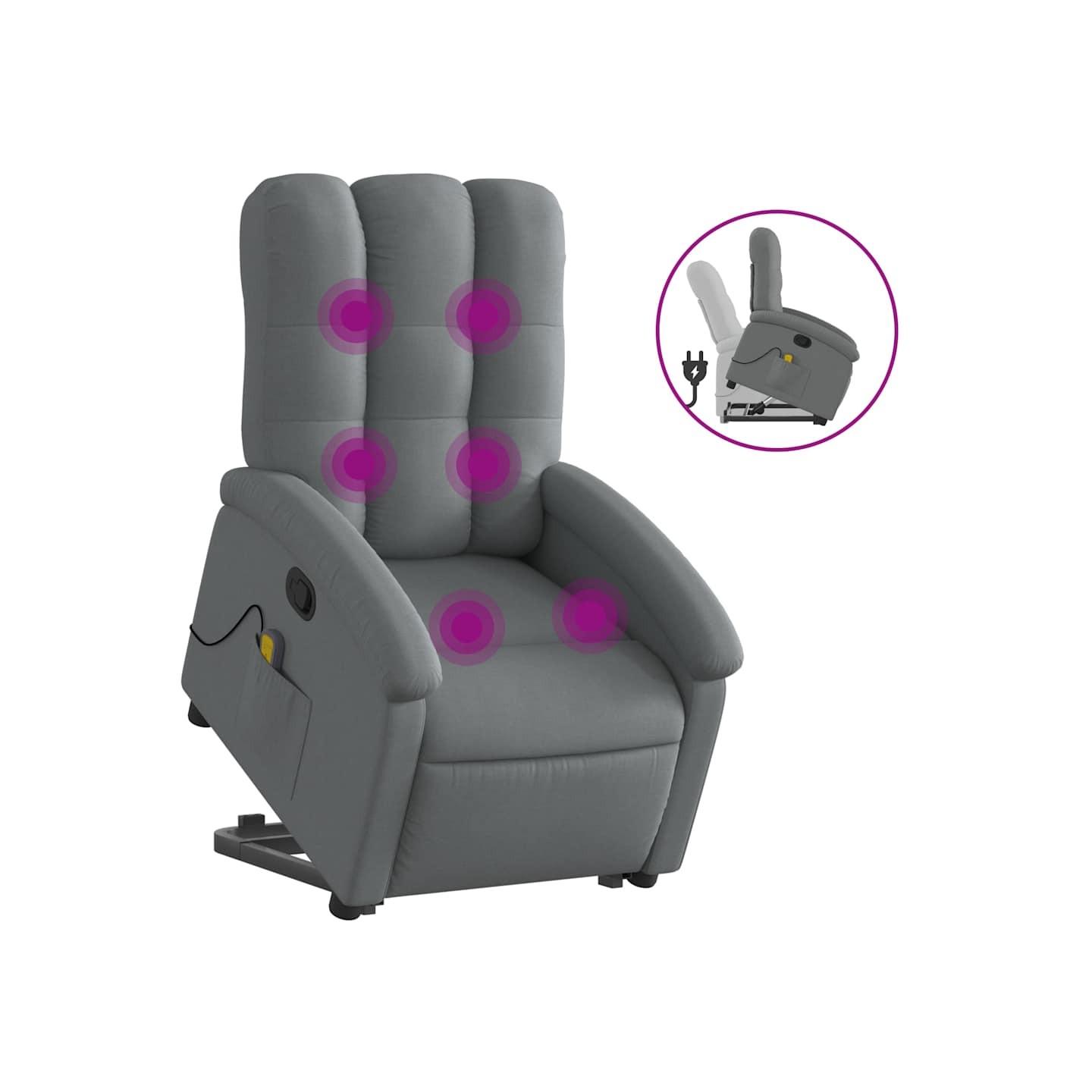 Fauteuil de massage inclinable Gris foncé Tissu