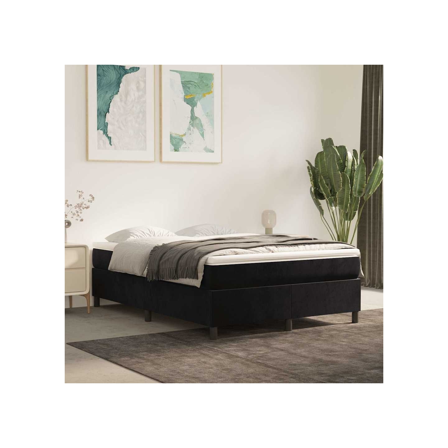 Cadre de lit à lattes noir 140x190 cm velours