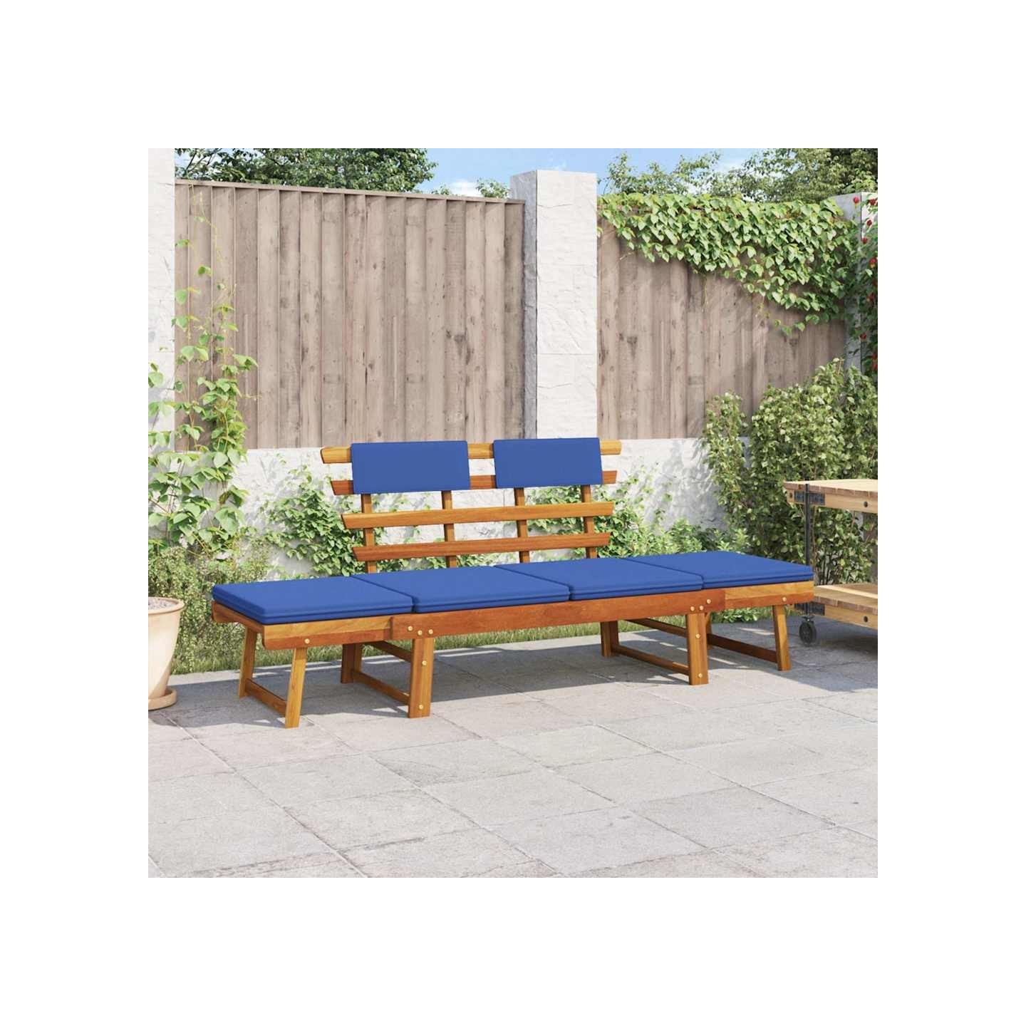 Banc de jardin avec coussins 2-en-1 190 cm Bois solide d'acacia