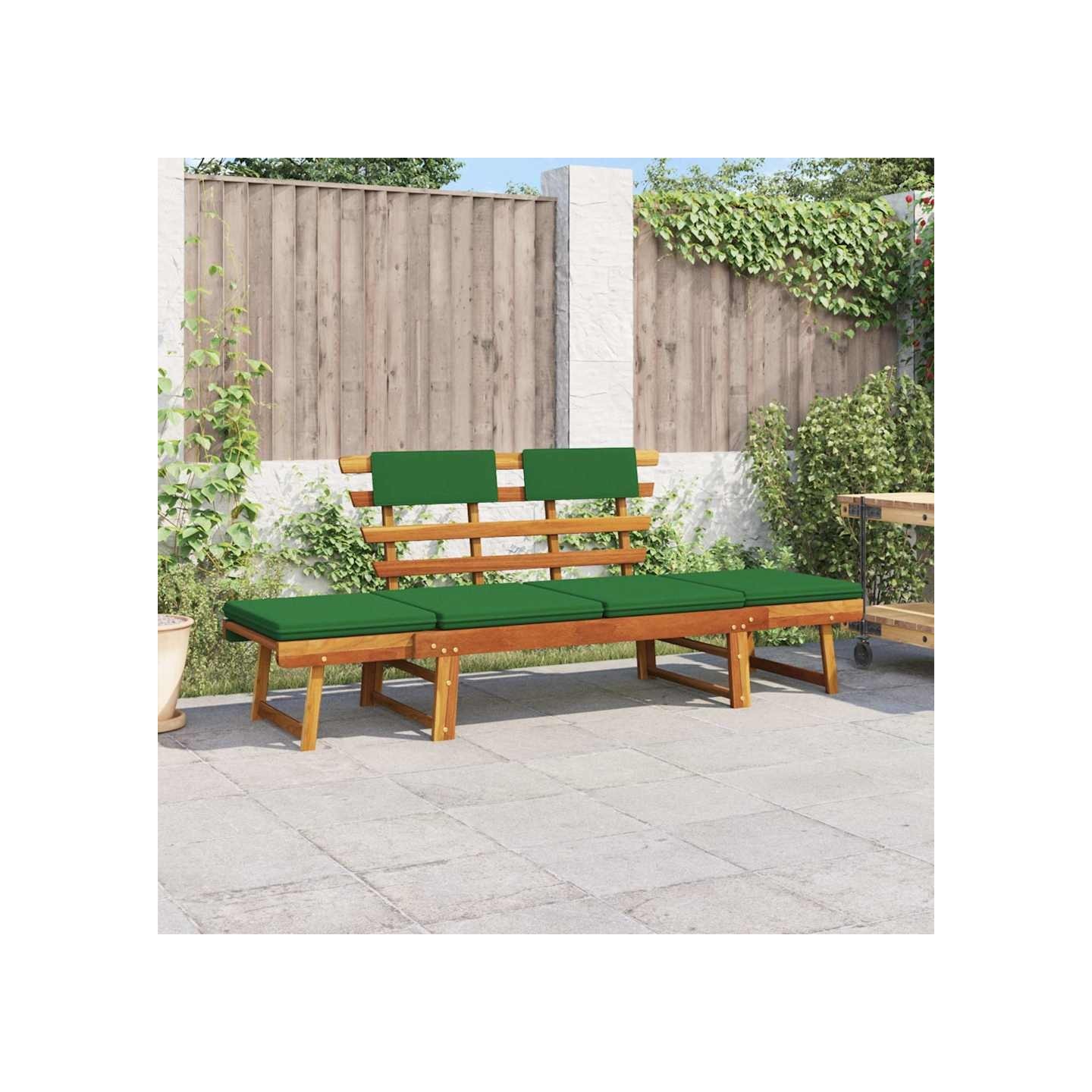 Banc de jardin avec coussins 2-en-1 190 cm Bois solide d'acacia