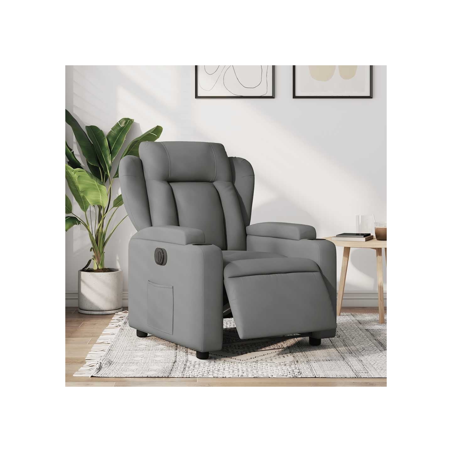 Fauteuil inclinable électrique Gris foncé Tissu