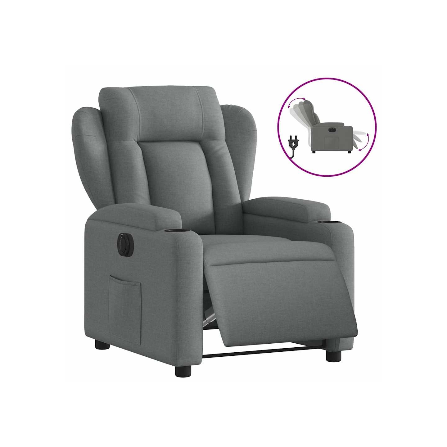 Fauteuil inclinable électrique Gris foncé Tissu