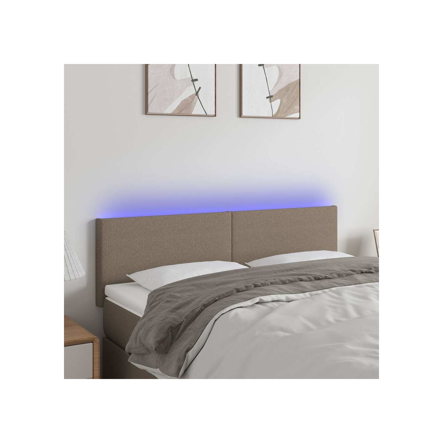Tête de lit à LED Taupe 144x5x78/88 cm Tissu