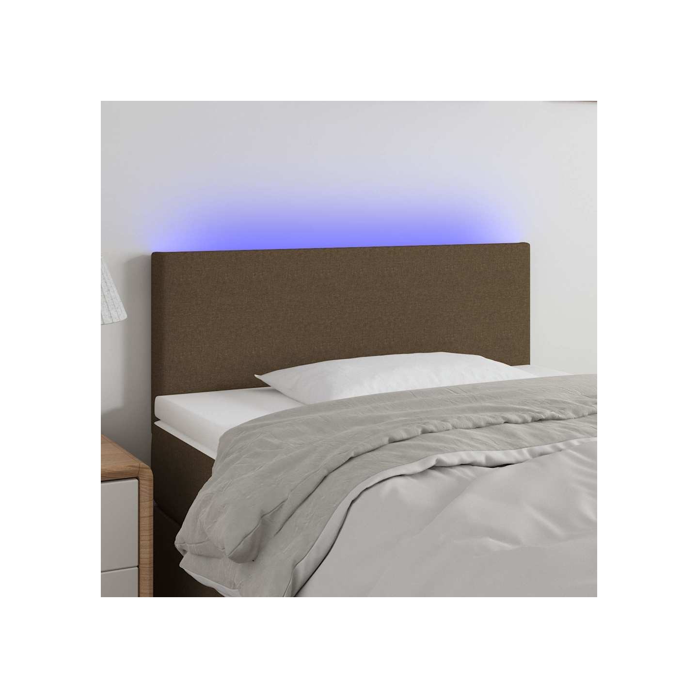 Tête de lit à LED Marron Foncé 100x5x78/88 cm Tissu