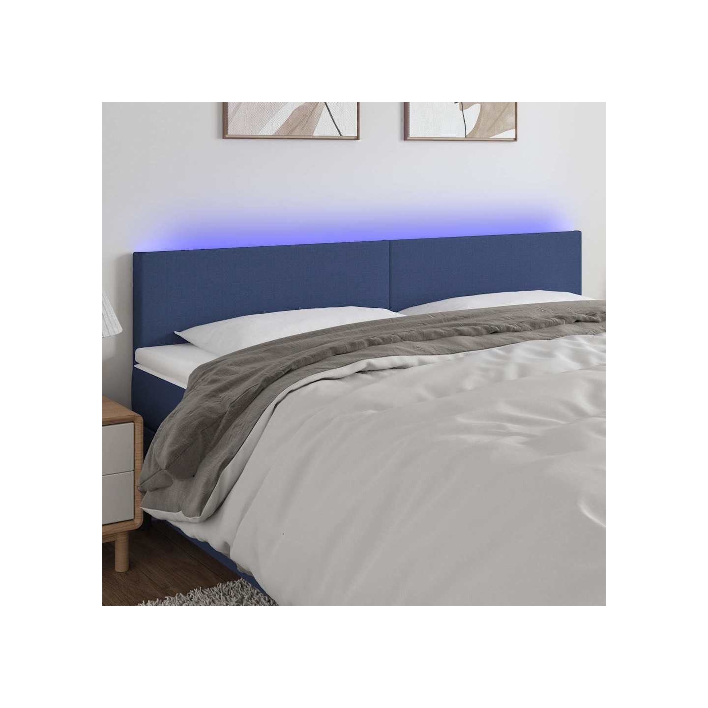 Tête de lit à LED Bleu 160x5x78/88 cm Tissu