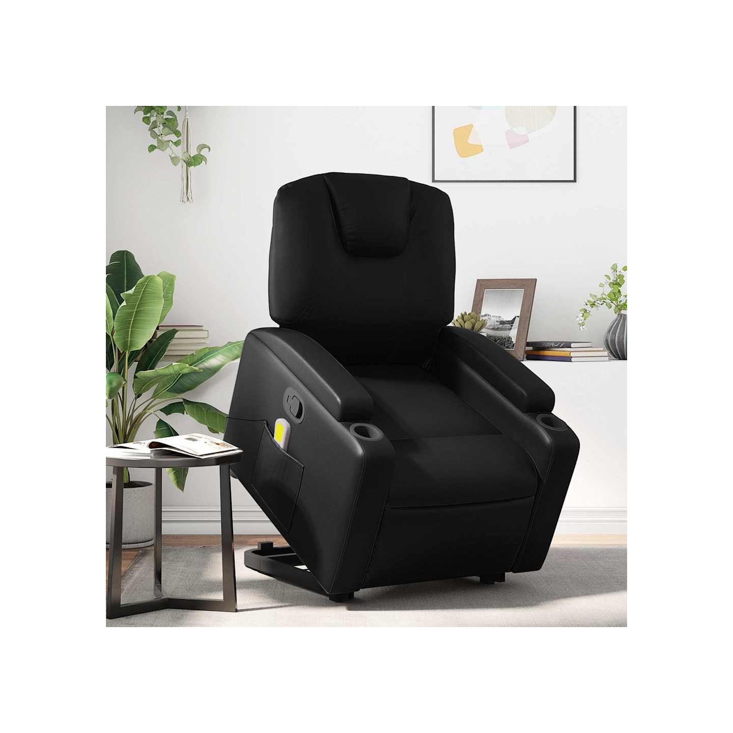 Fauteuil inclinable de massage Noir Similicuir