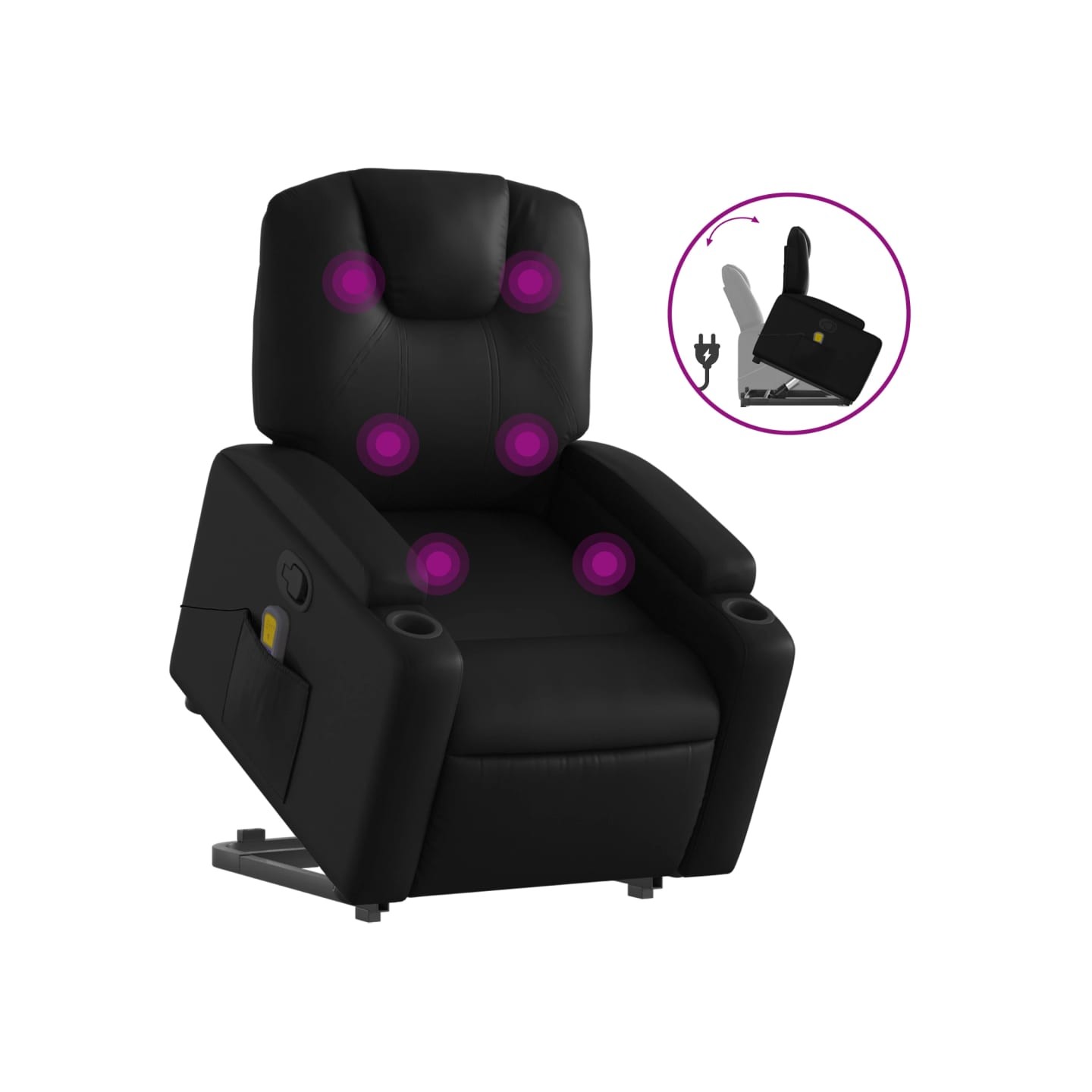 Fauteuil inclinable de massage Noir Similicuir