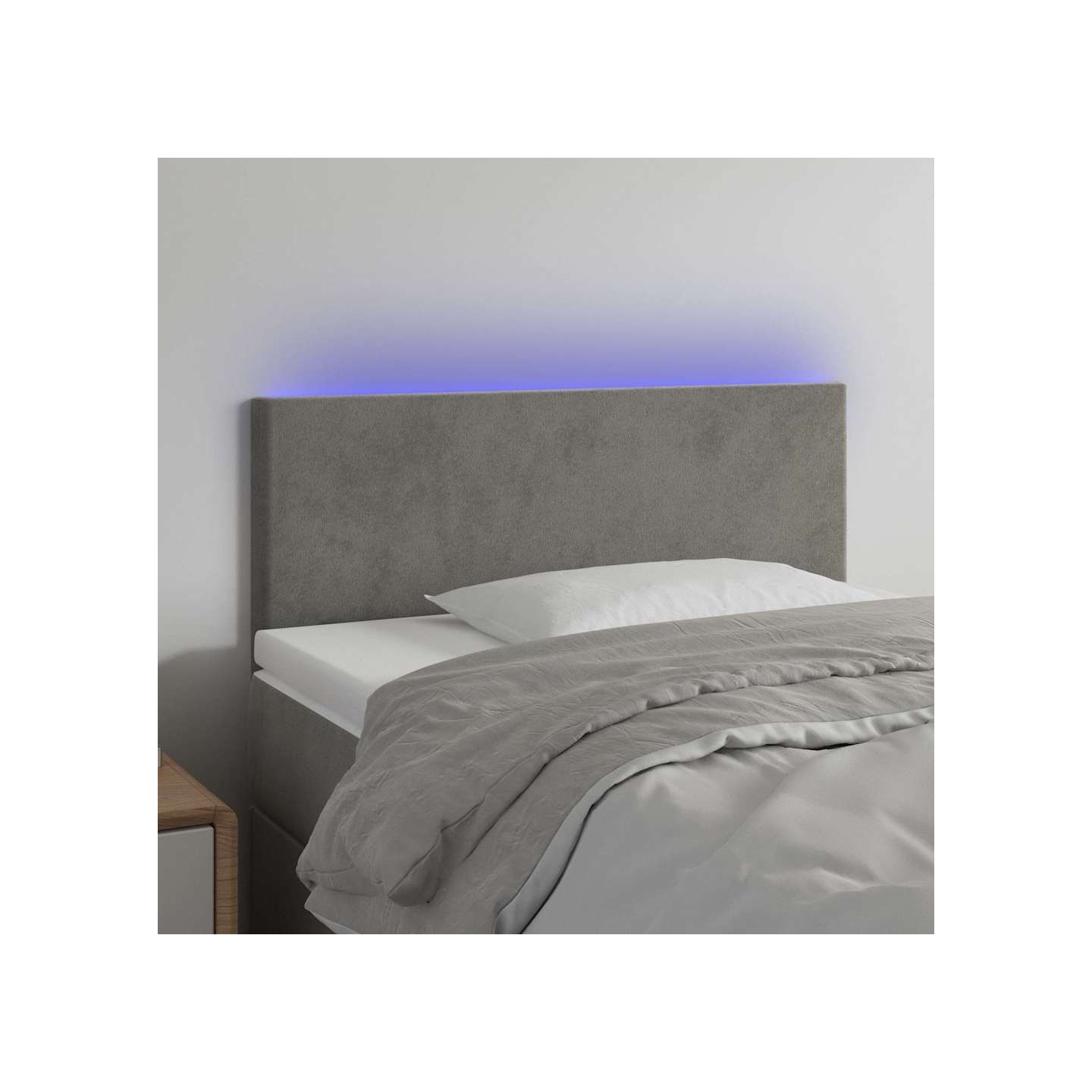 Tête de lit à LED Gris clair 100x5x78/88 cm Velours