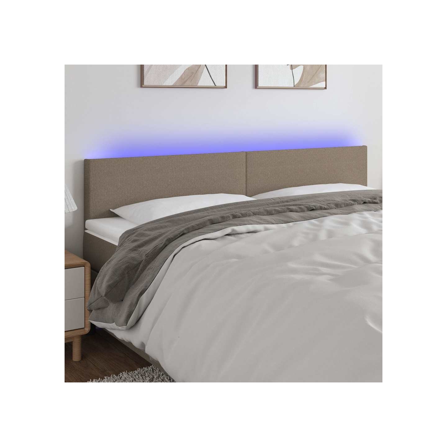 Tête de lit à LED Taupe 200x5x78/88 cm Tissu