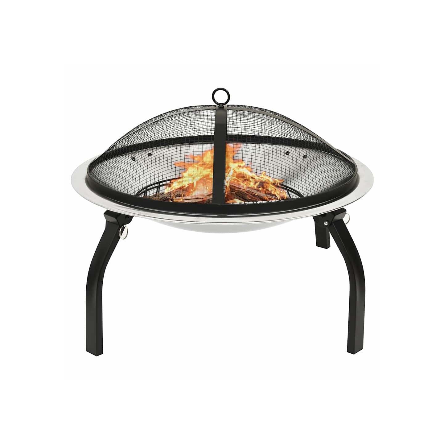 Foyer et barbecue avec tisonnier 2 en 1 56x56x49 cm Inox