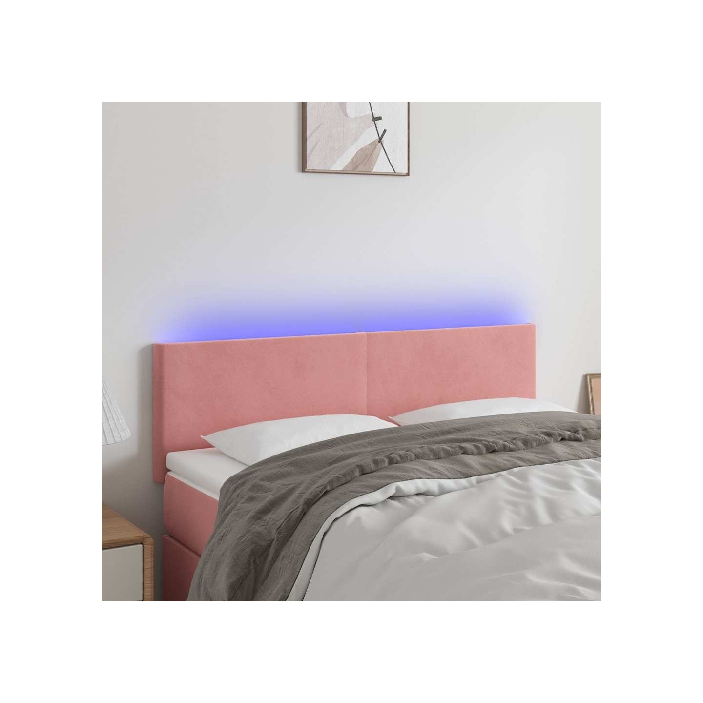Tête de lit à LED Rose 144x5x78/88 cm Velours