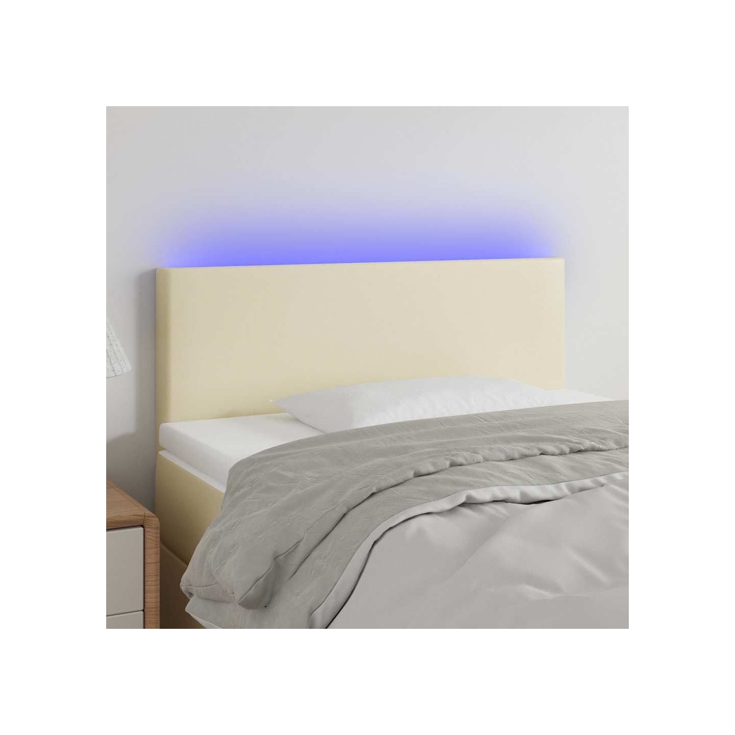 Tête de lit à LED Crème 100x5x78/88 cm Similicuir