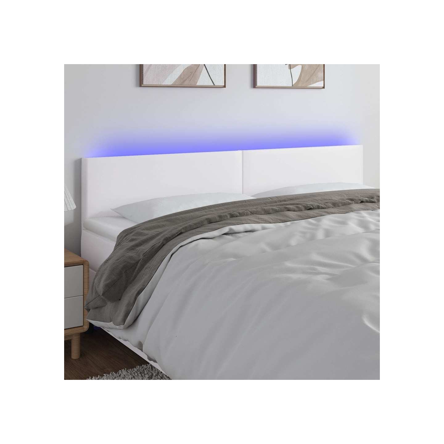 Tête de lit à LED Blanc 180x5x78/88 cm Similicuir