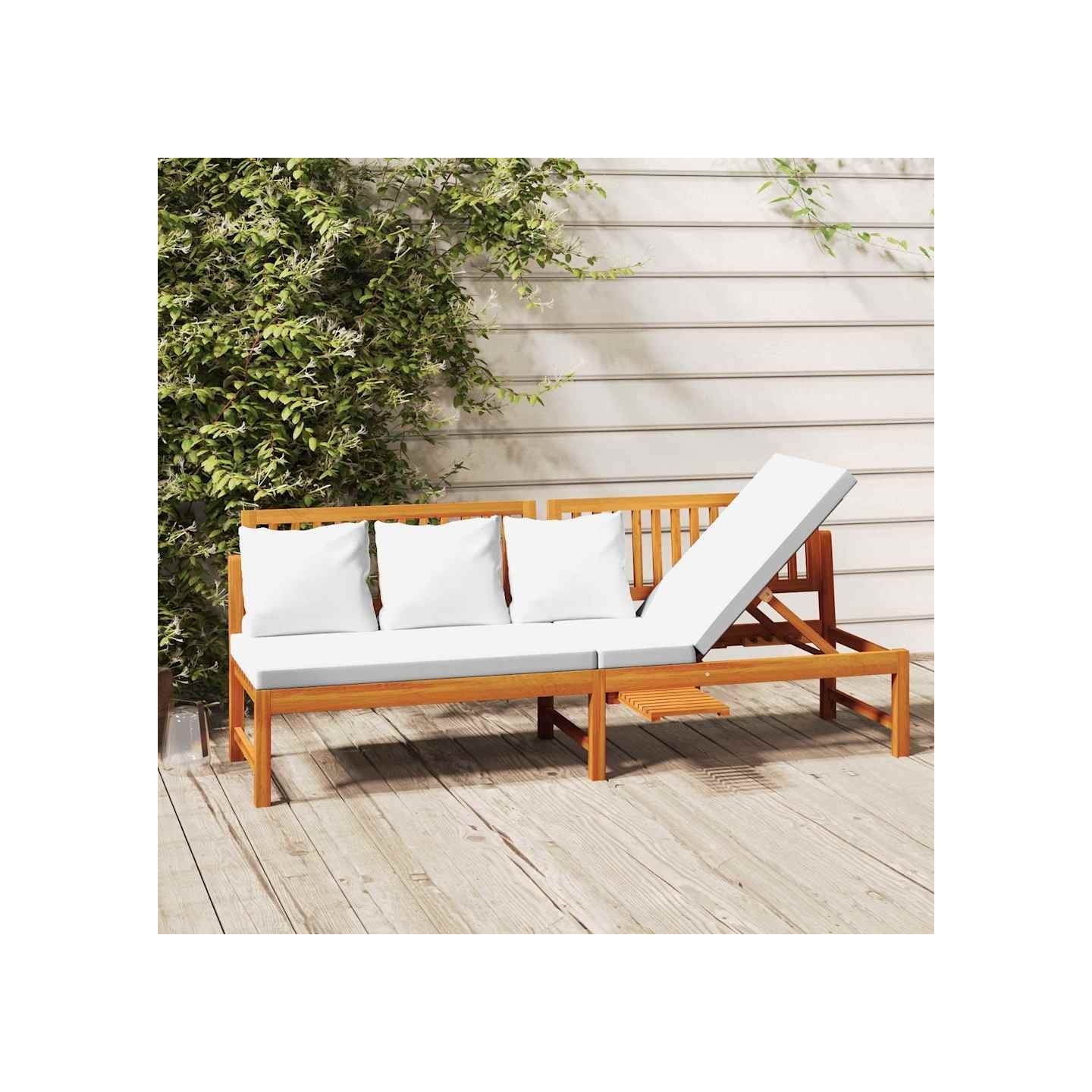 Lit de jour avec coussin crème 200x60x75cm Bois d'acacia solide