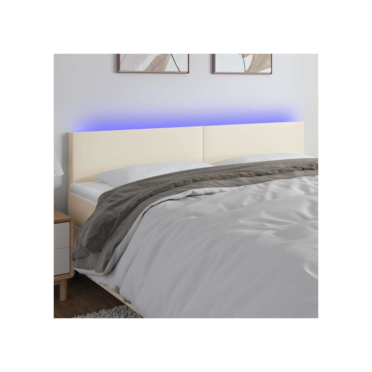 Tête de lit à LED Crème 200x5x78/88 cm Similicuir