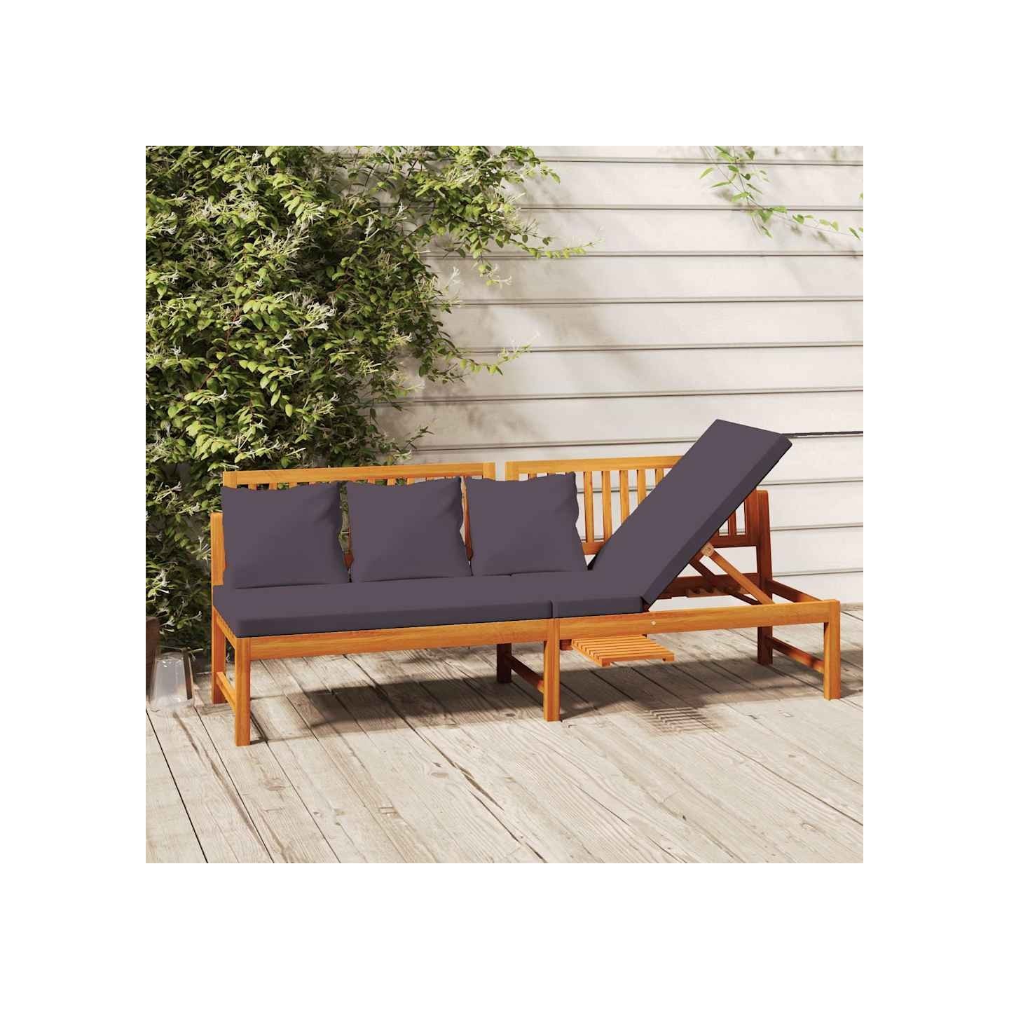 Lit de jour avec coussin gris 200x60x75 cm Bois d'acacia solide