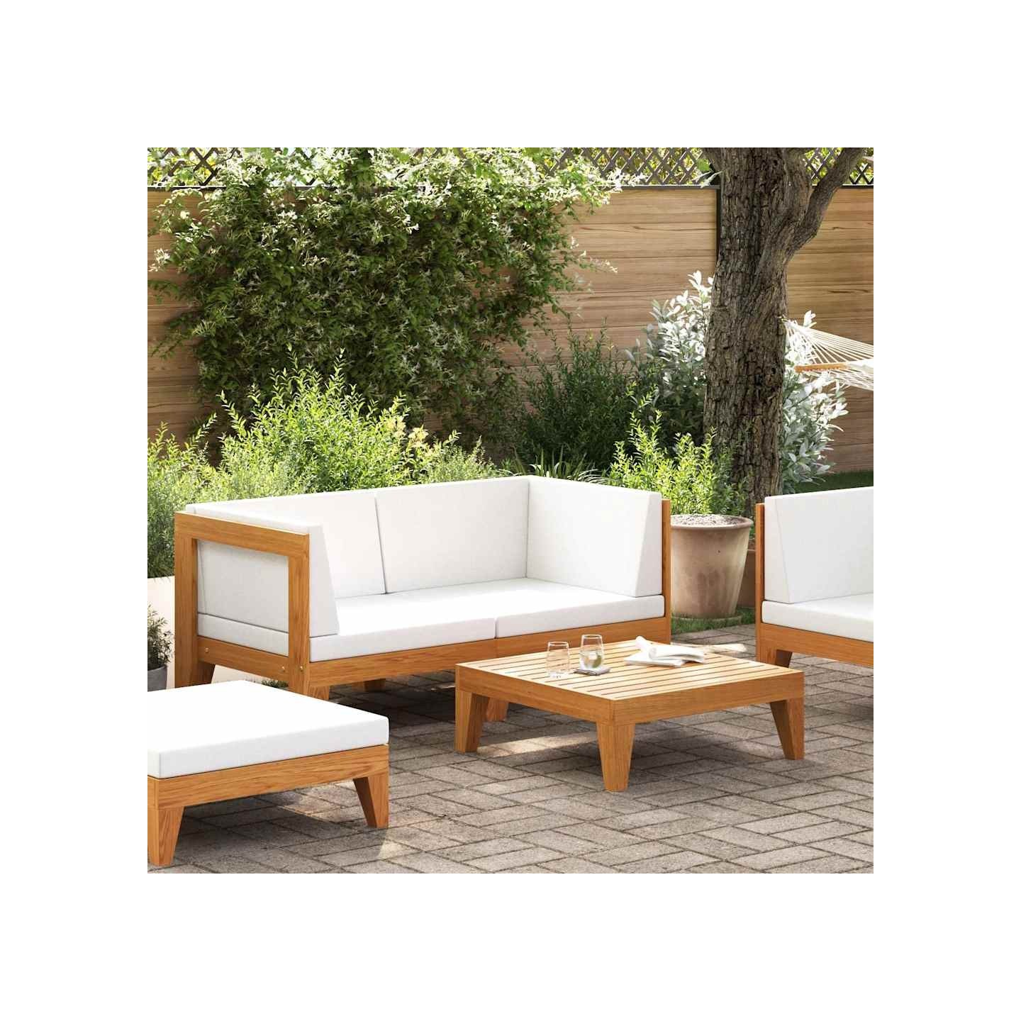 Salon de jardin 2 pcs avec coussins Bois d'acacia solide