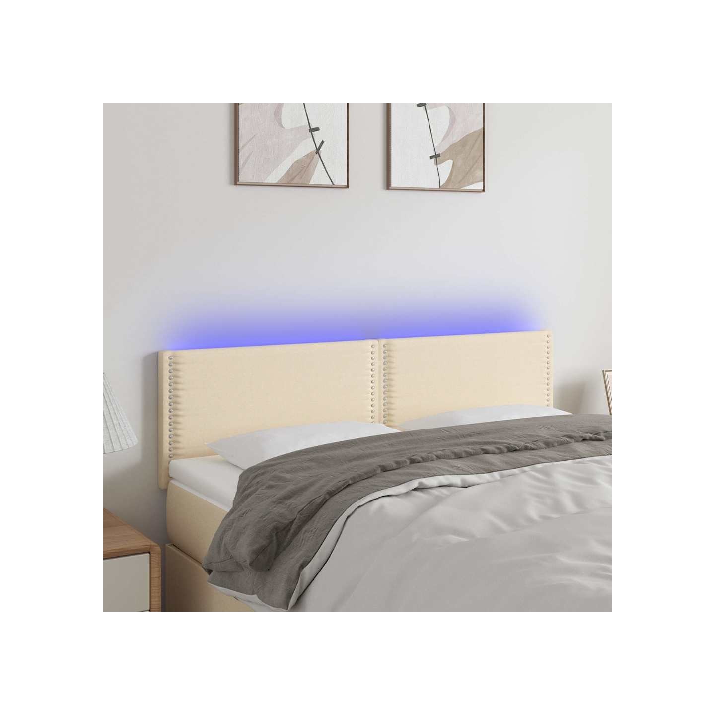 Tête de lit à LED Crème 144x5x78/88 cm Tissu