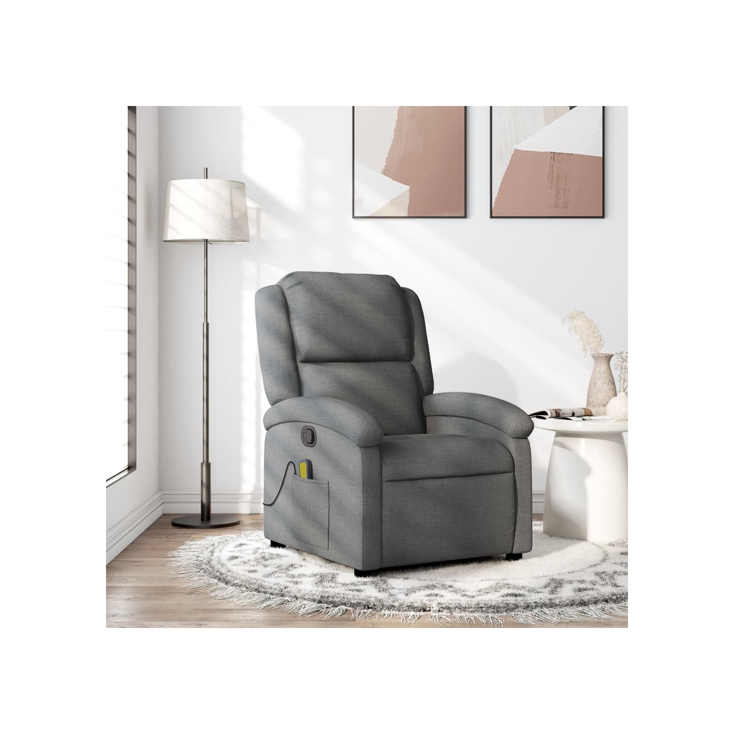 Fauteuil inclinable de massage en tissu gris foncé
