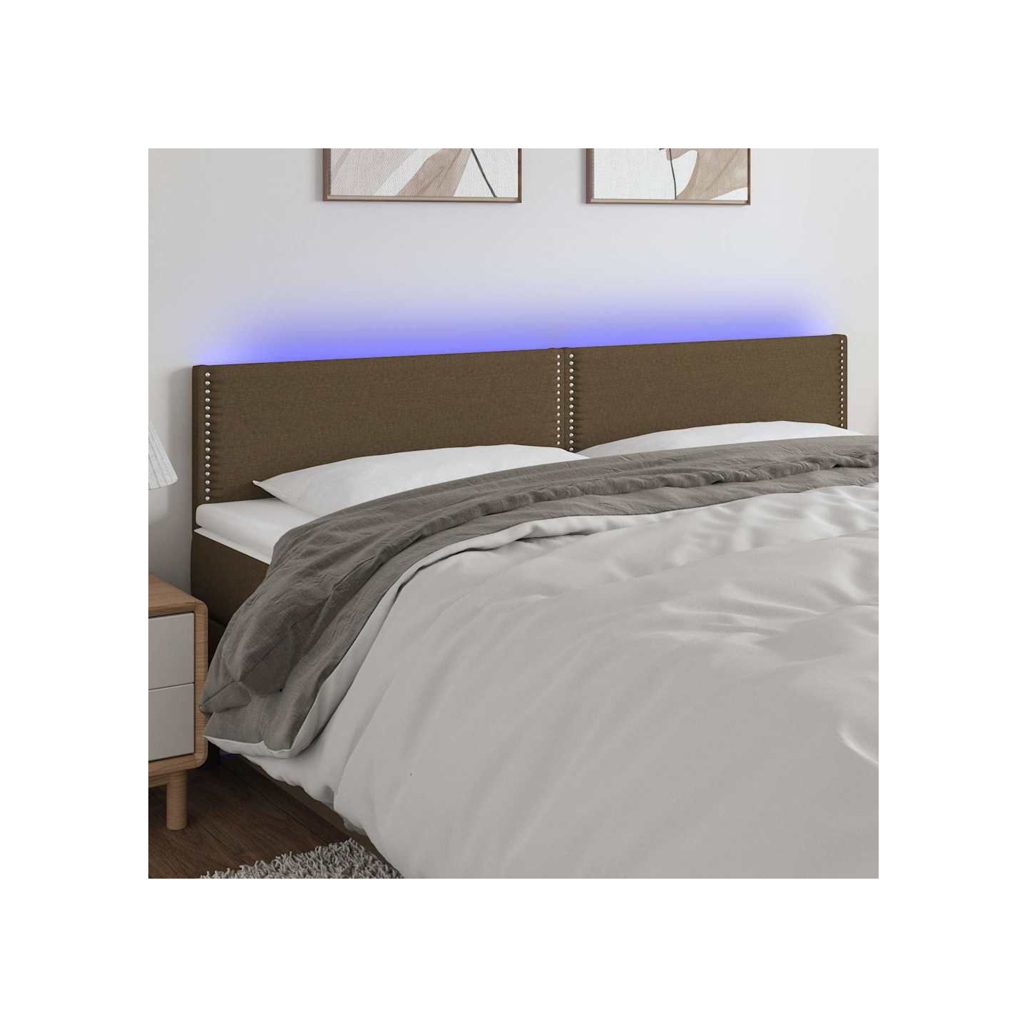 Tête de lit à LED Marron Foncé 180x5x78/88 cm Tissu