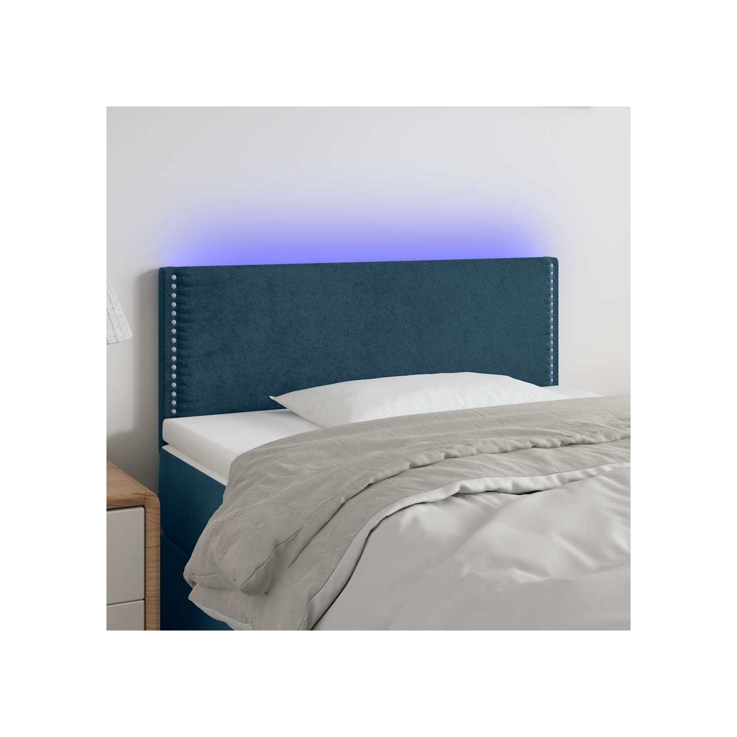 Tête de lit à LED Bleu foncé 100x5x78/88 cm Velours
