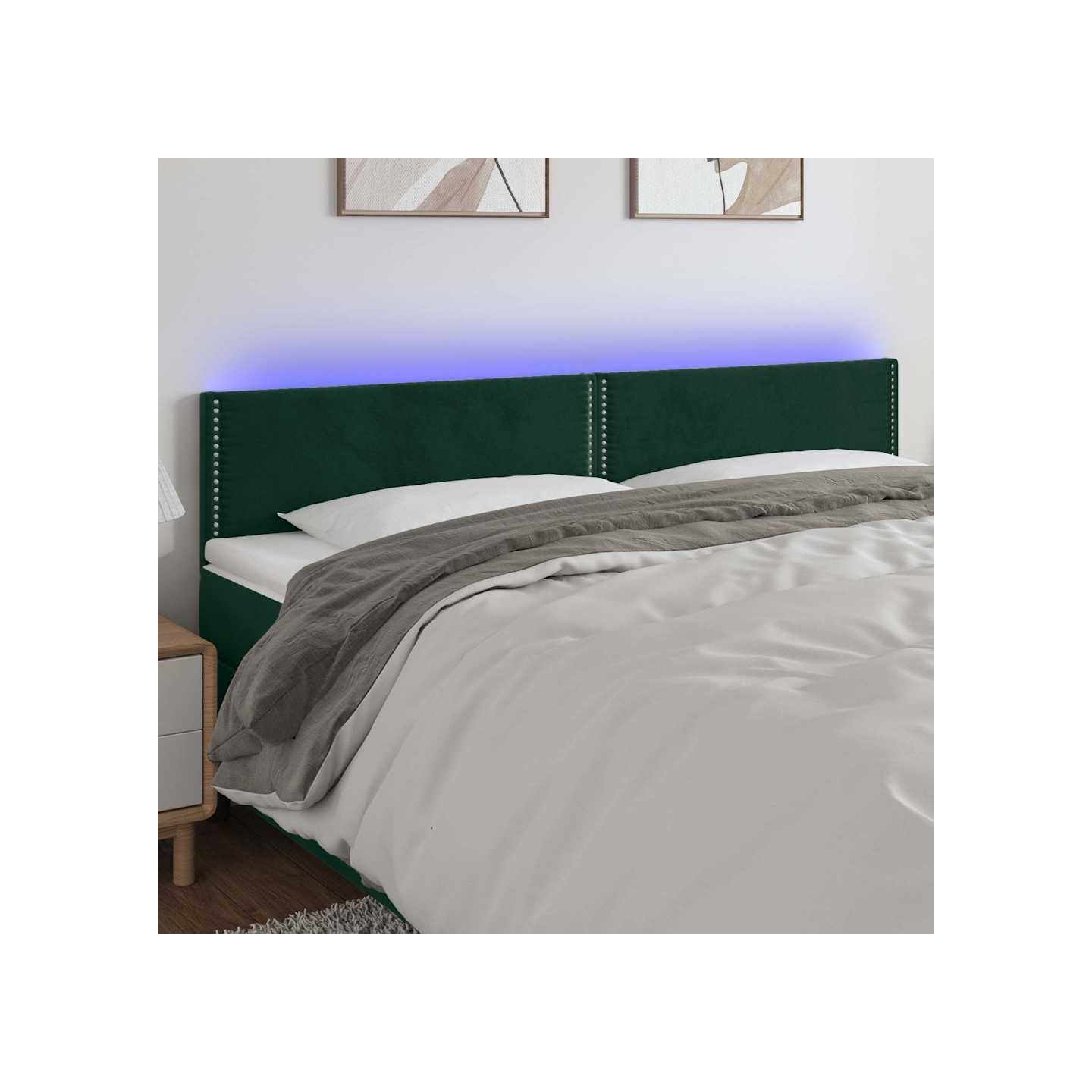 Tête de lit à LED Vert foncé 180x5x78/88 cm Velours