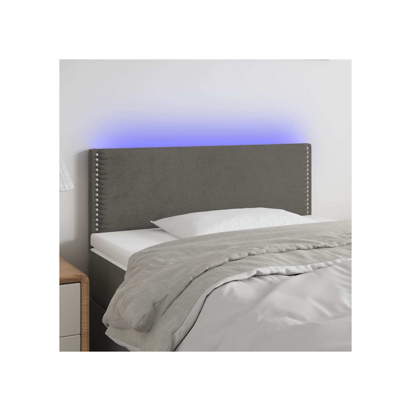 Tête de lit à LED Gris foncé 100x5x78/88 cm Velours