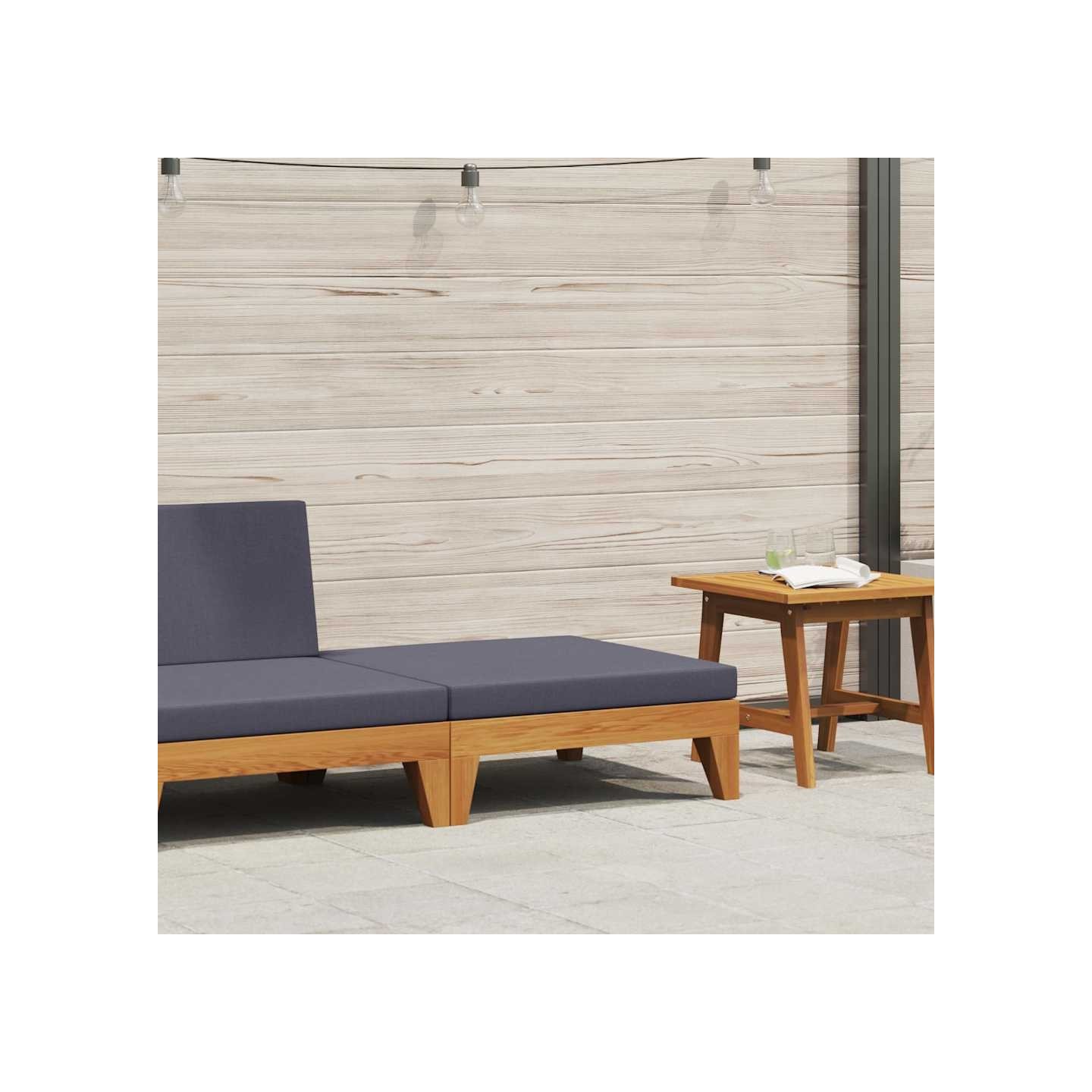 Repose-pied sectionnel avec coussin gris foncé Bois d'acacia