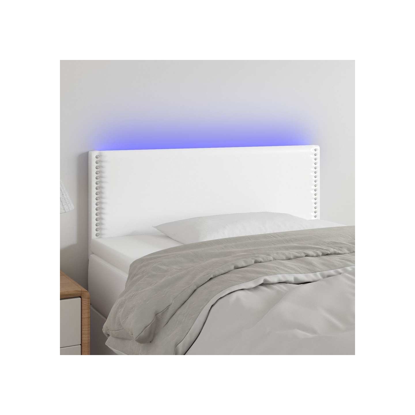Tête de lit à LED Blanc 100x5x78/88 cm Similicuir