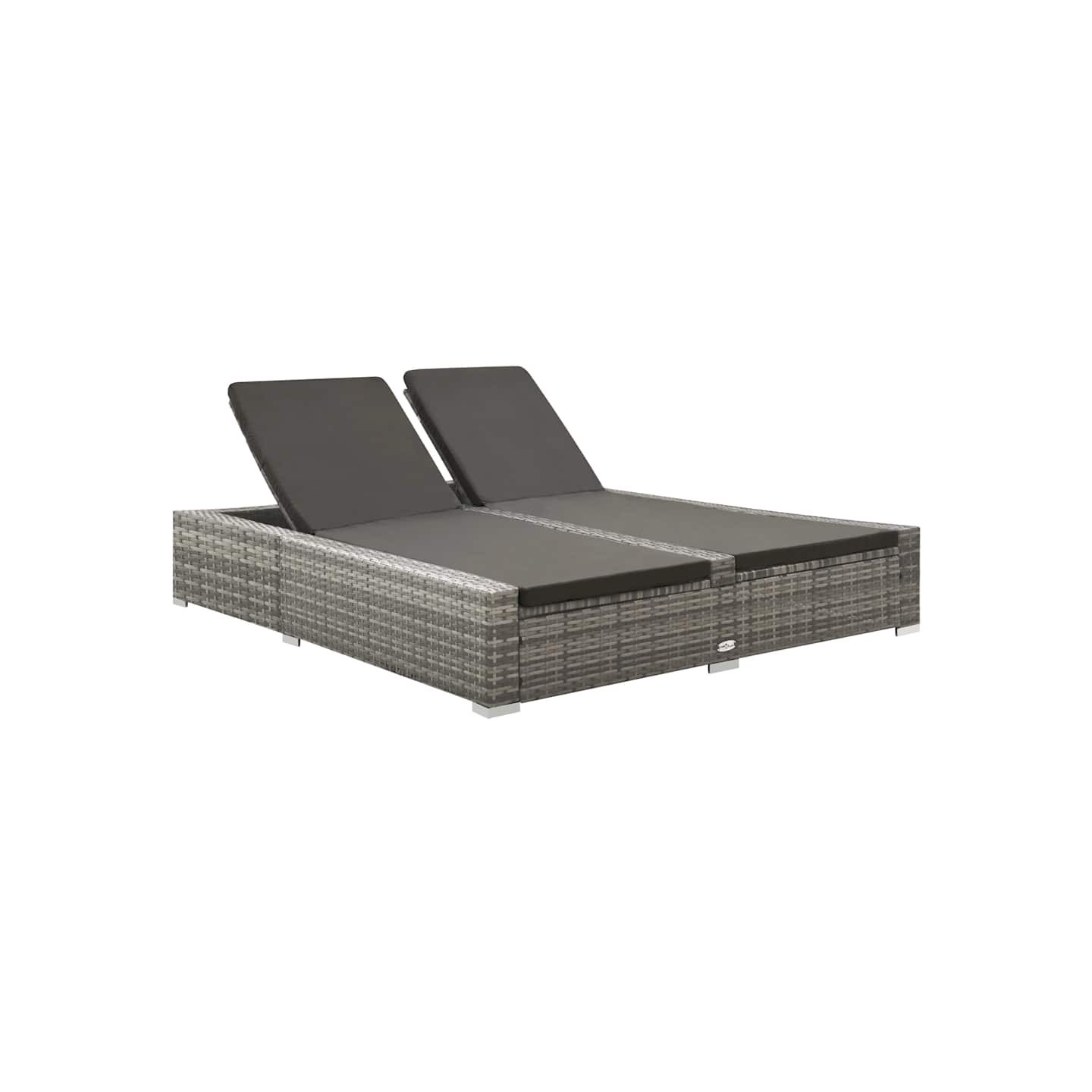 Chaise longue double Résine tressée Gris
