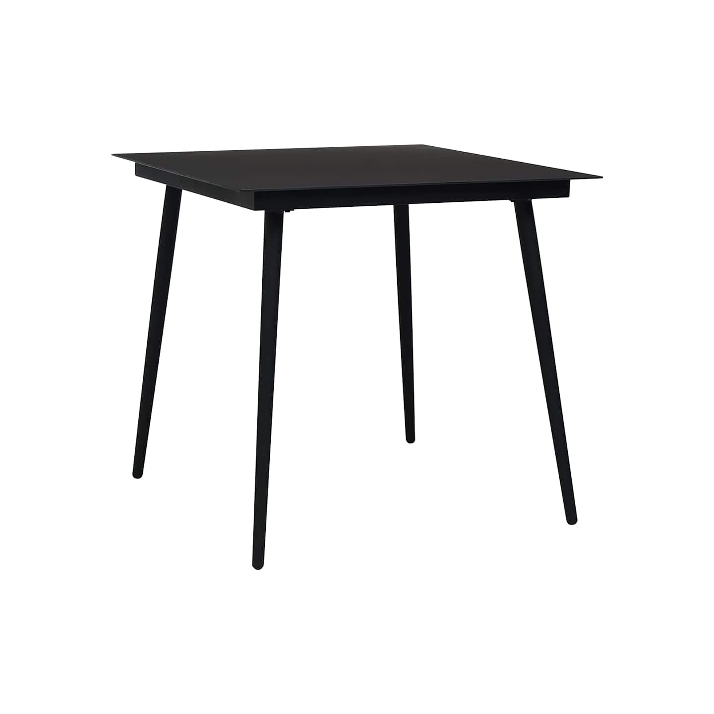 Table à dîner de jardin Noir 80x80x74 cm Acier et verre