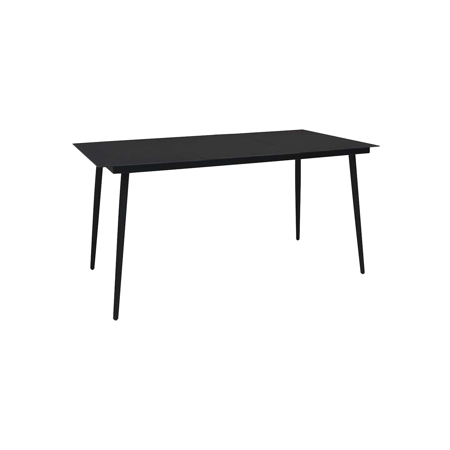 Table à dîner de jardin Noir 150x80x74 cm Acier et verre