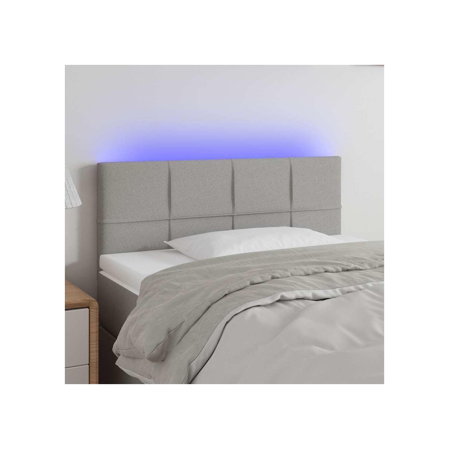 Tête de lit à LED Gris clair 90x5x78/88 cm Tissu