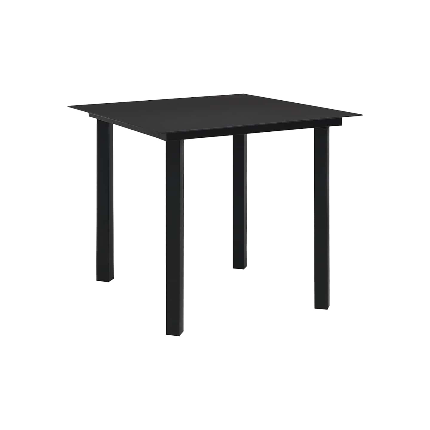 Table à dîner de jardin Noir 80x80x74 cm Acier et verre
