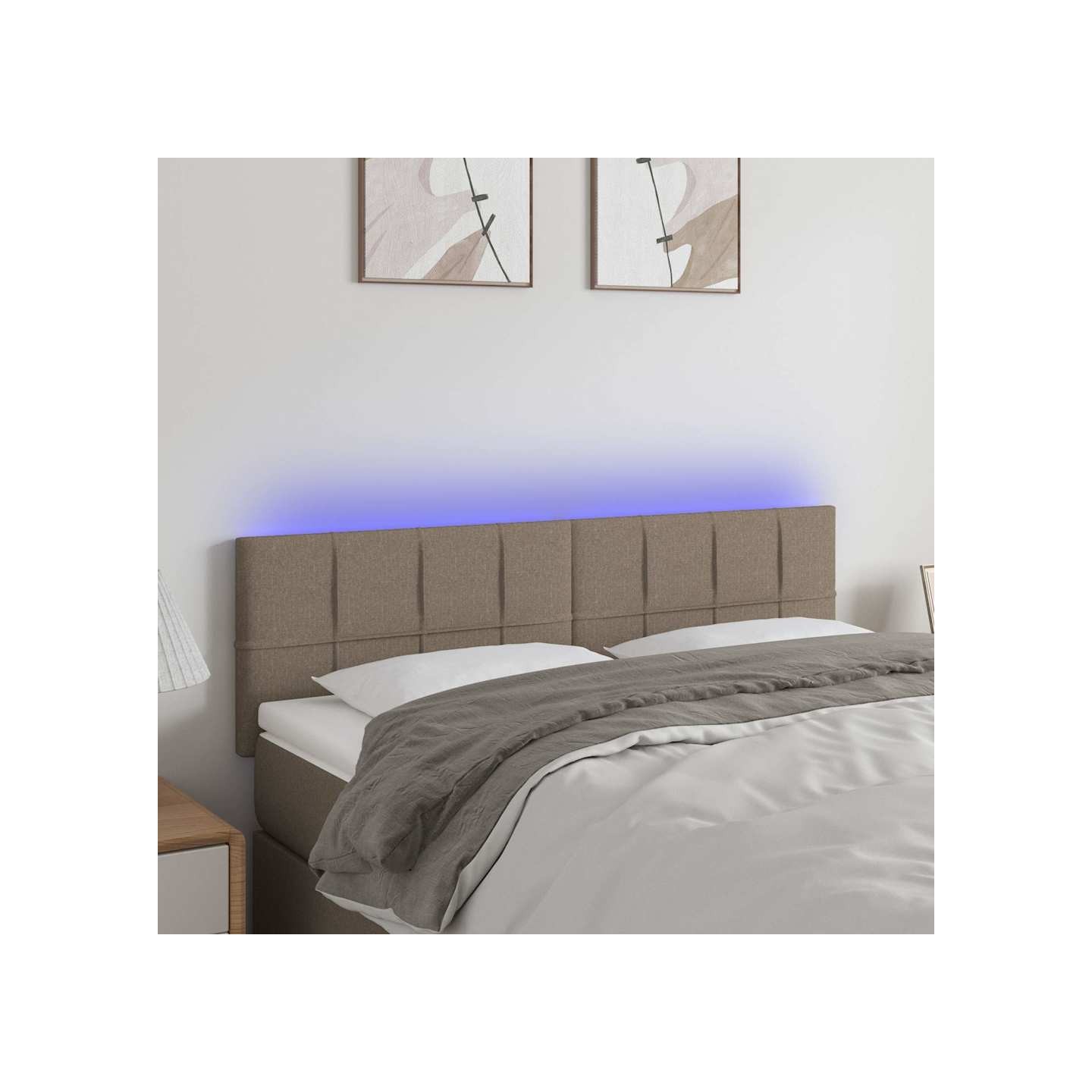 Tête de lit à LED Taupe 144x5x78/88 cm Tissu