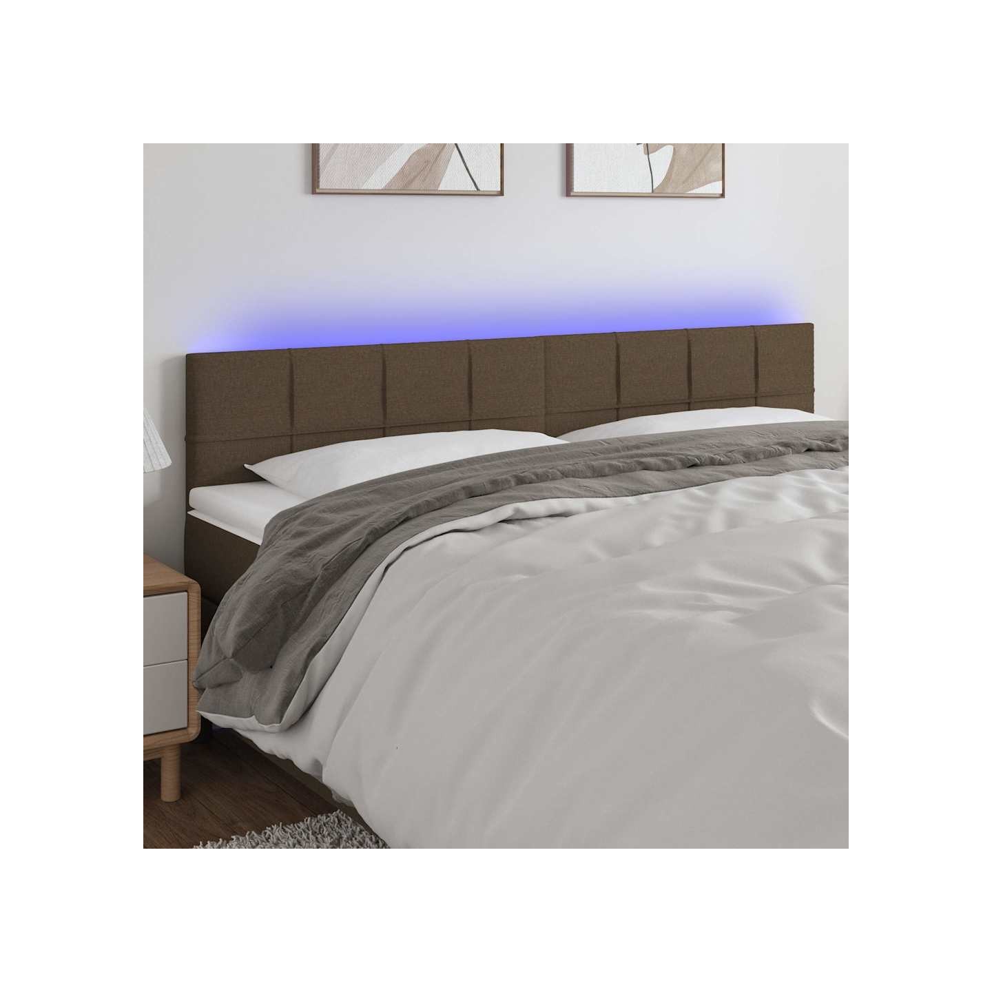 Tête de lit à LED Taupe 200x5x78/88 cm Tissu