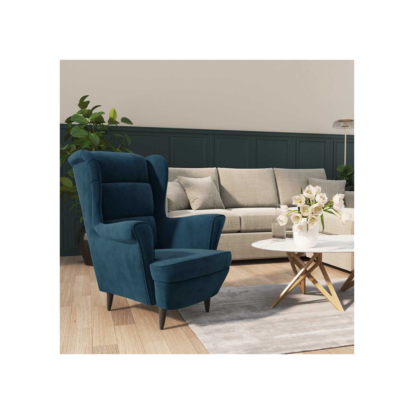Fauteuil bleu velours