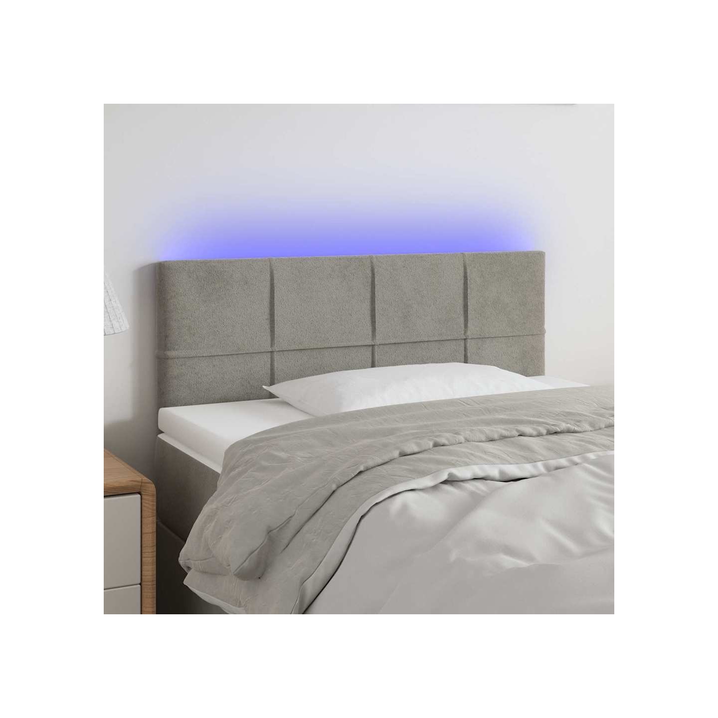 Tête de lit à LED Gris clair 80x5x78/88 cm Velours
