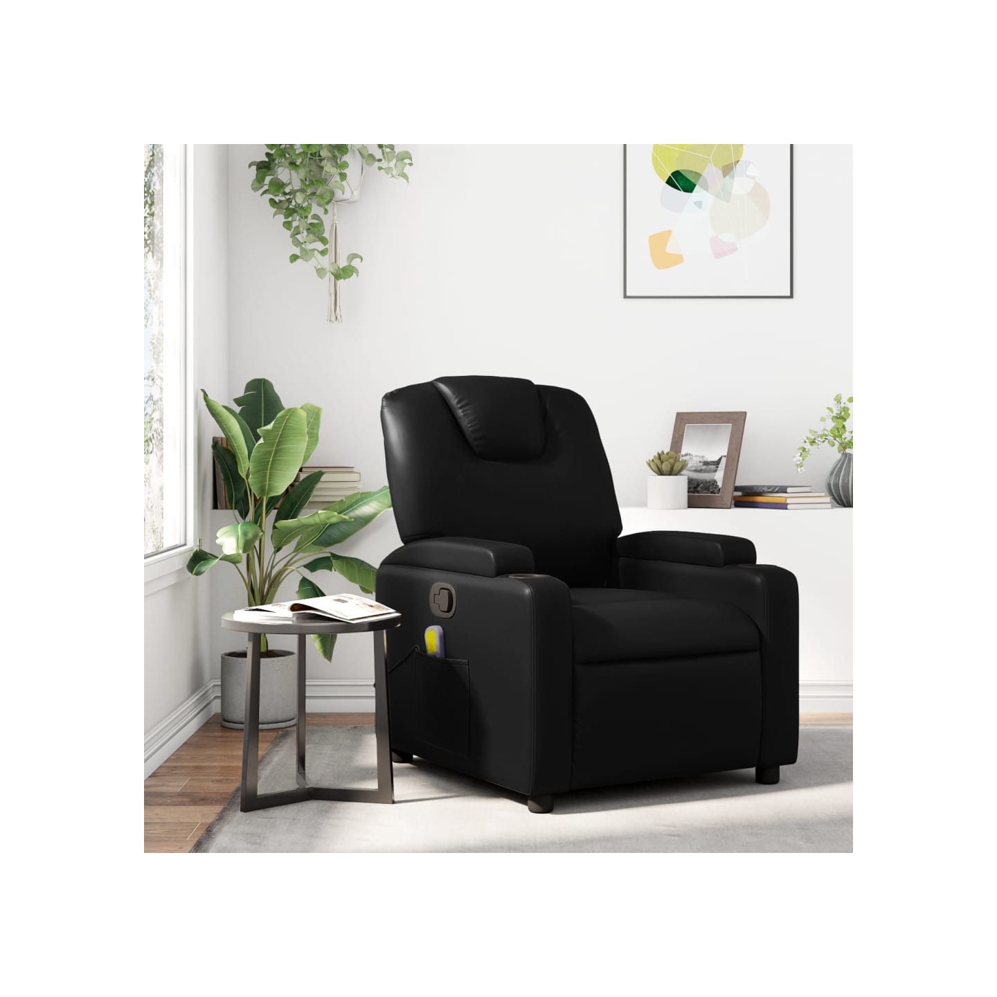 Fauteuil de massage inclinable noir similicuir