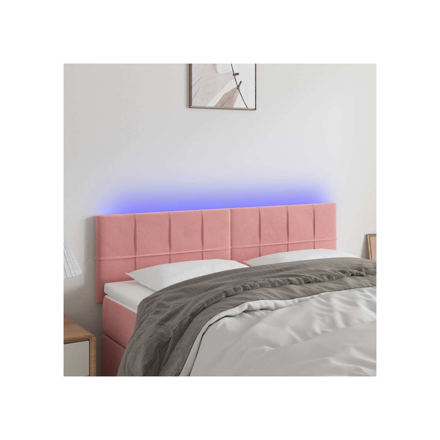 Tête de lit à LED Rose 144x5x78/88 cm Velours