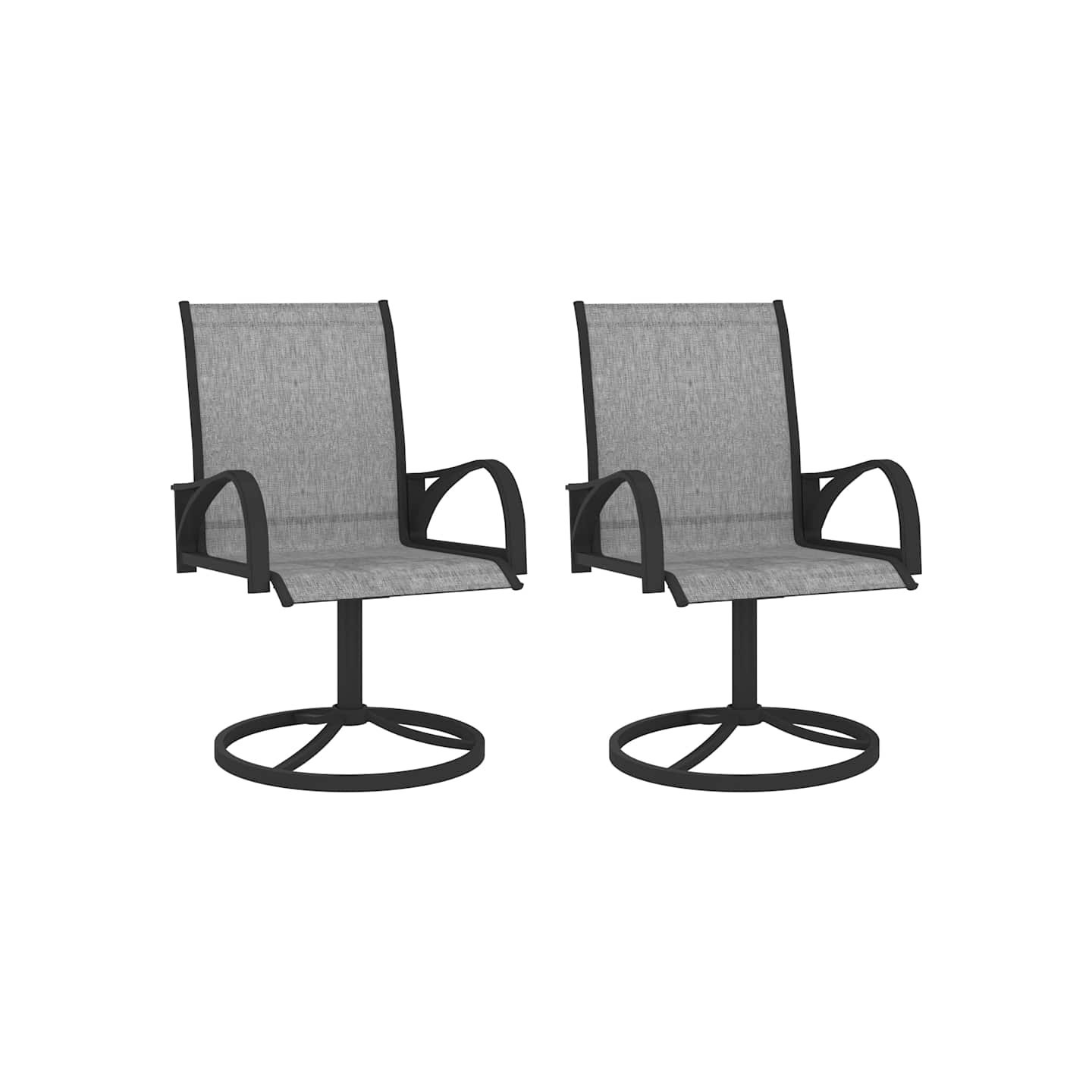 Chaises pivotantes de jardin lot de 2 Textilène et acier Gris