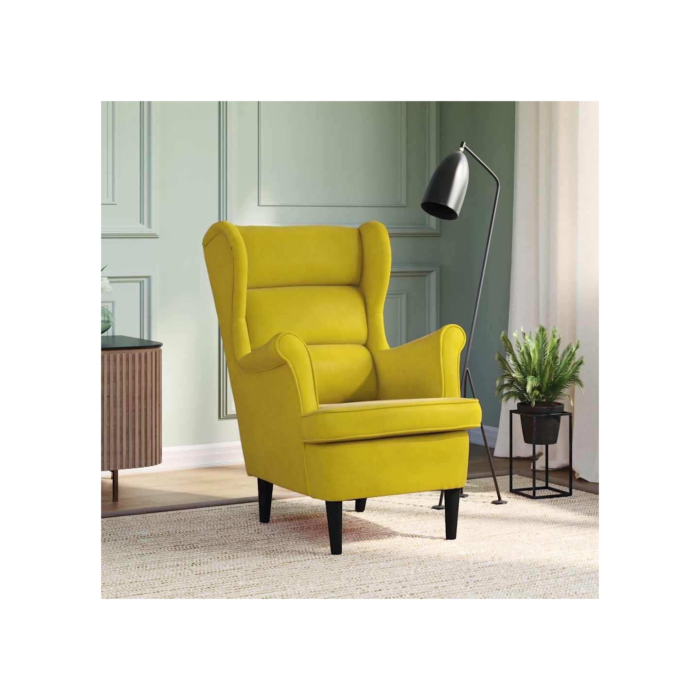 Fauteuil jaune moutarde velours