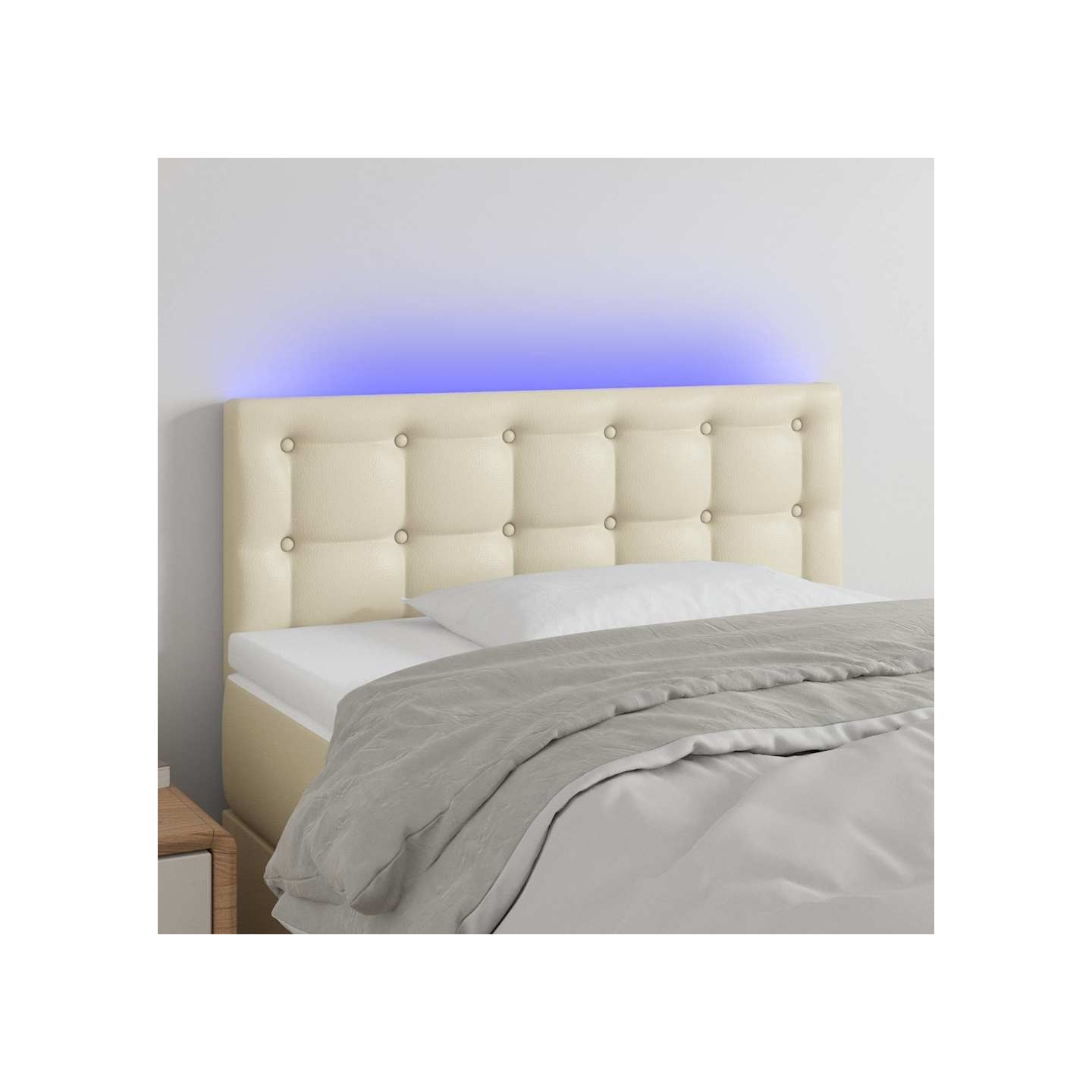 Tête de lit à LED Crème 100x5x78/88 cm Similicuir