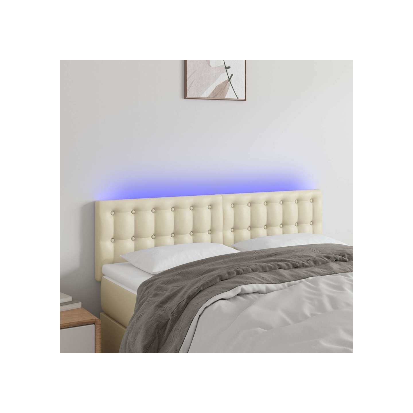 Tête de lit à LED Crème 144x5x78/88 cm Similicuir