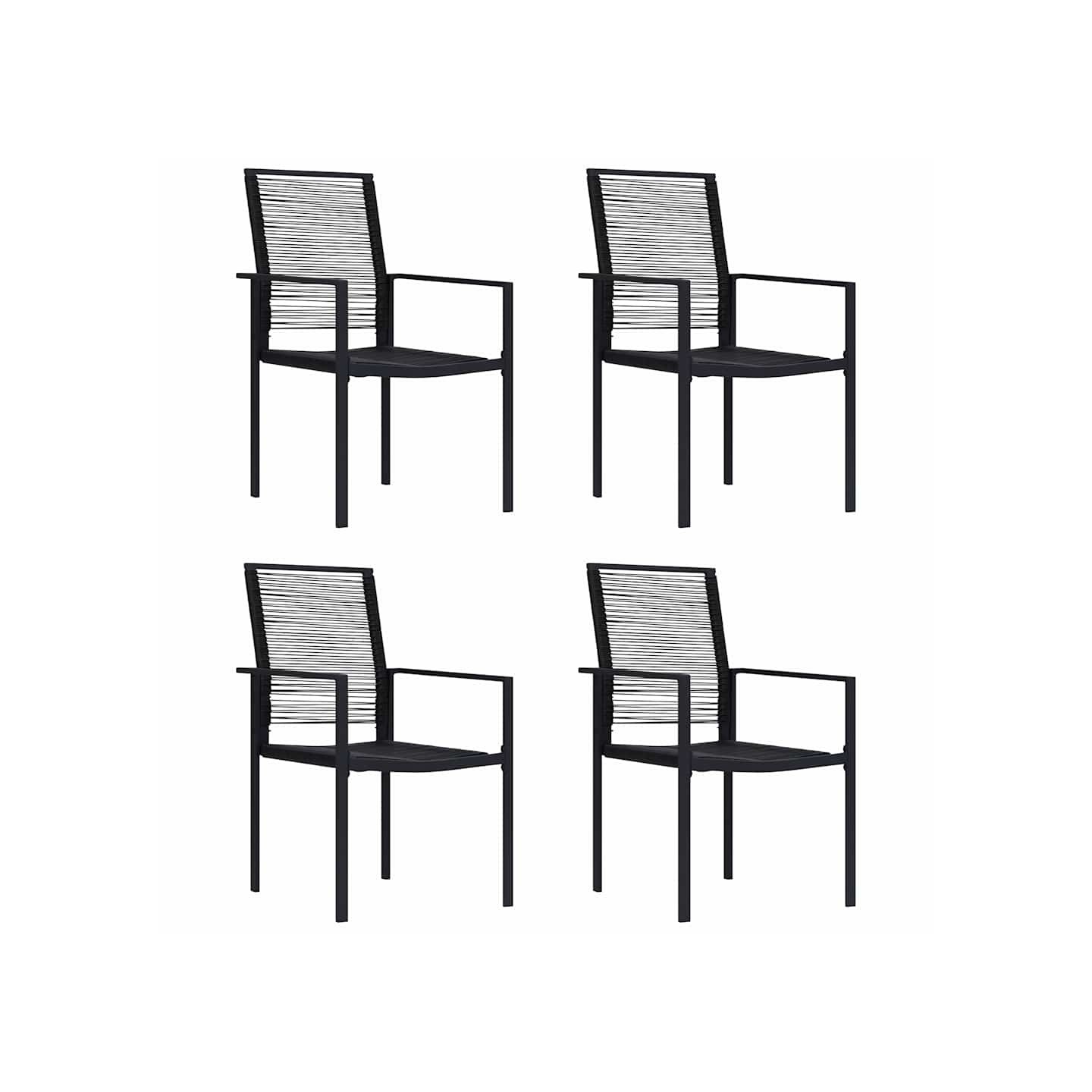 Chaises de jardin lot de 4 Rotin PVC Noir