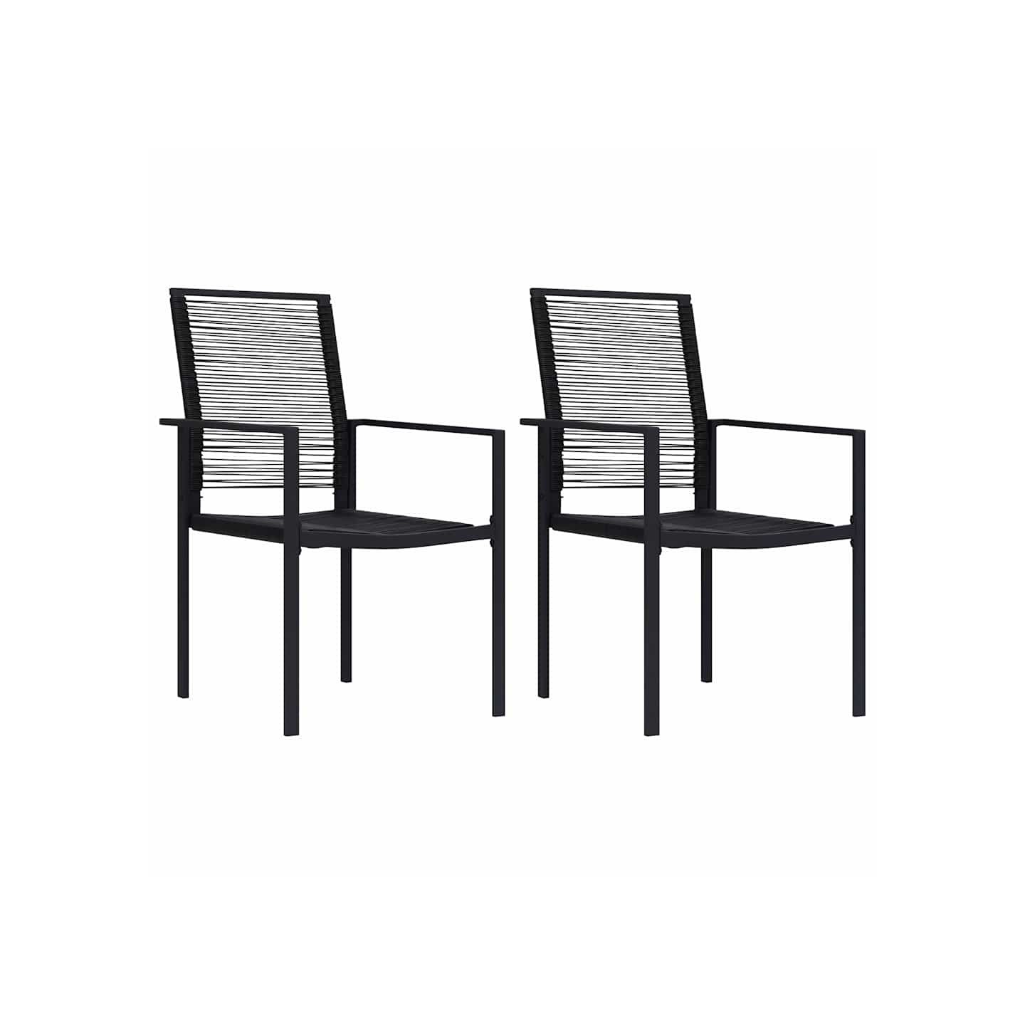 Chaises de jardin lot de 2 Rotin PVC Noir