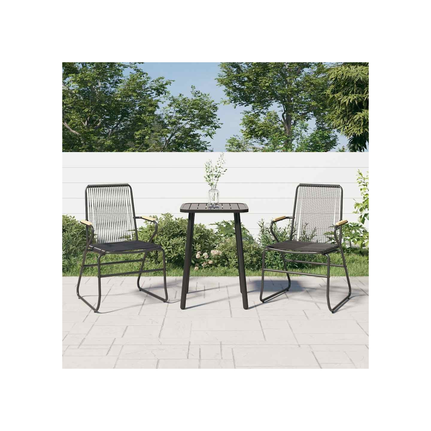 Chaises de jardin lot de 2 noir 58x59x85,5 cm Rotin PVC