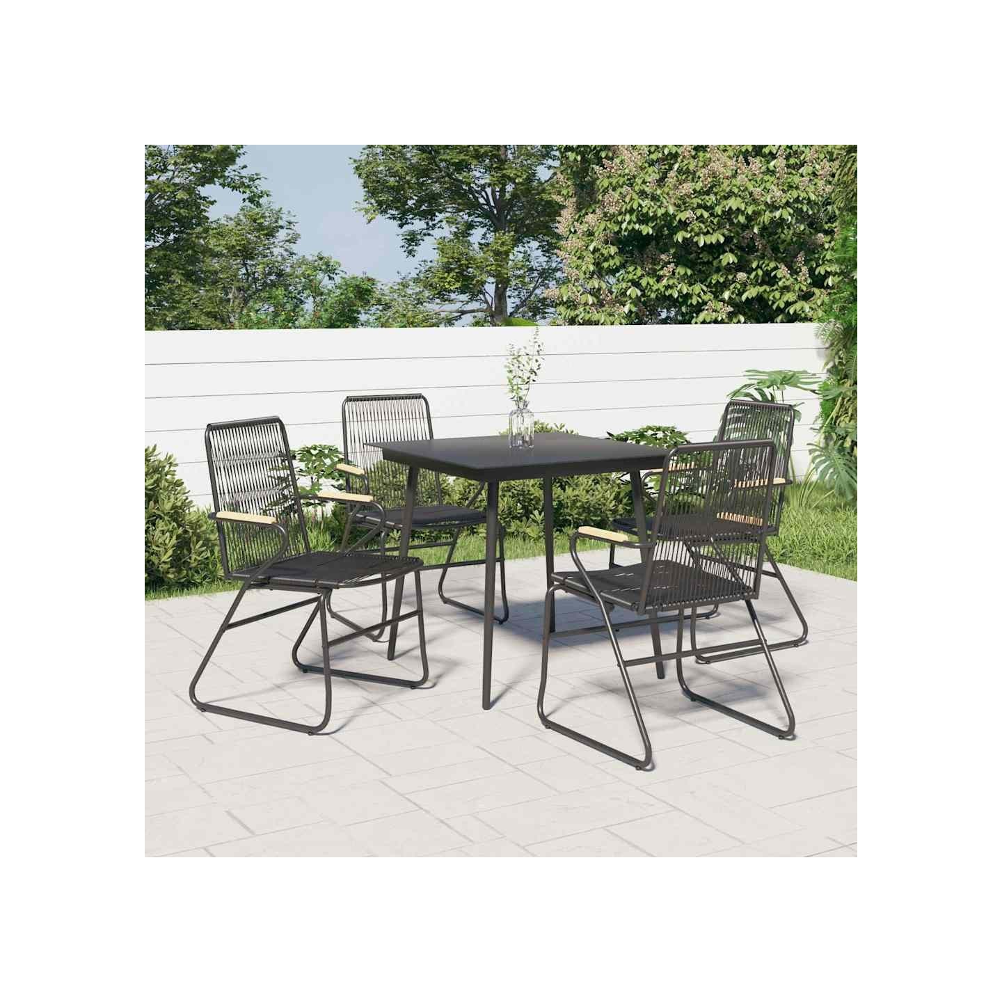 Chaises de jardin lot de 4 noir 58x59x85,5 cm rotin PVC